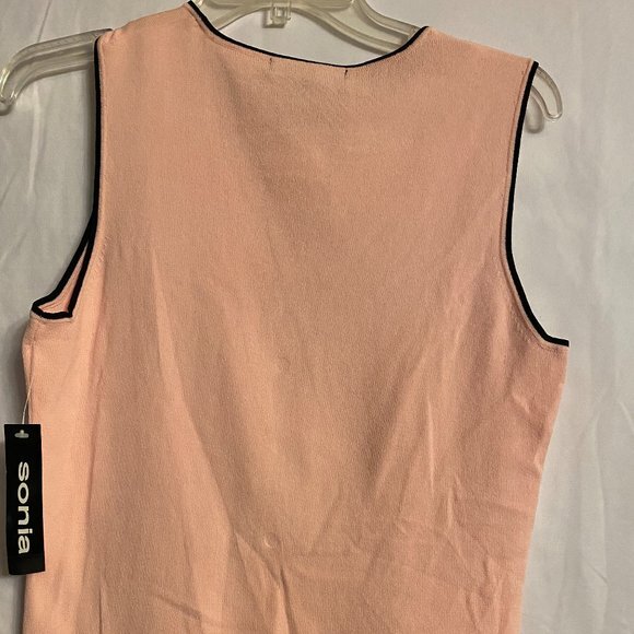 Sonia Pink/Black Sleeveless Sweater Top Size M NWT - Picture 2 of 5